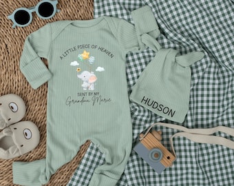 Body de bebé "Un pedacito de cielo", conjunto de bebé "Abuelos en el cielo", ropa conmemorativa para recién nacidos, mono personalizado "Coming Home"