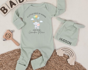 A Little Piece of Heaven Baby Bodysuit, Grandparents in heaven Baby Outfit, Memorial Newborn Clothes, Custom Heaven Sent Coming Home Romper