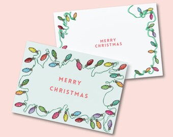 A6 Christmas card with vintage lights - Digital download