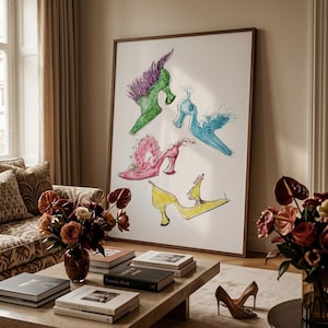 Sofia Coppola Inspired Fashion Art Print | Watercolour Pencil Shoe Illustrations