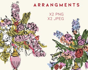 Elegant Pink Vase Clipart Collection | Hand Painted Floral Arrangement Graphics | Botanical PNG Bundle