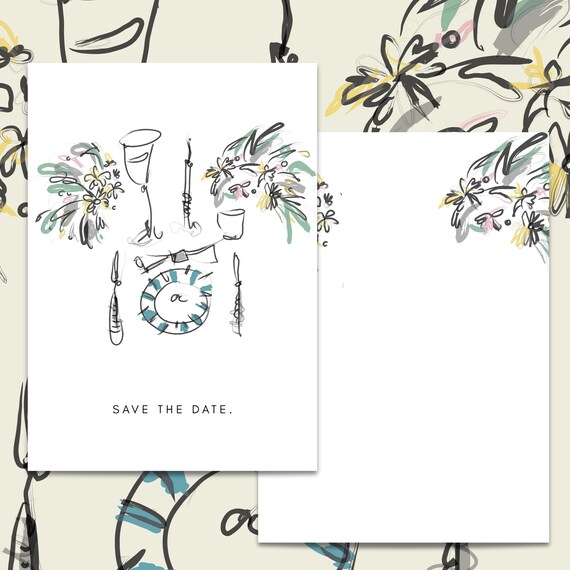 Hand Drawn Floral Table Illustration | Canva Printable Card