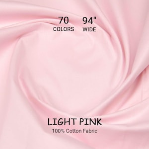 Tela de cama de algodón rosa claro liso – 239 cm de ancho, algodón turco, se corta a medida por metro