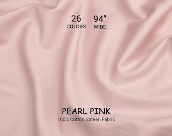 Solid Pearl Pink Cotton Sateen Bedding Fabric – 94" Wide Turkish Sateen, By The Yard / Meter