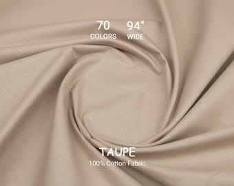 Solid Taupe Cotton Bedding Fabric – 94" Wide Beige Turkish Cotton, By The Yard / Meter