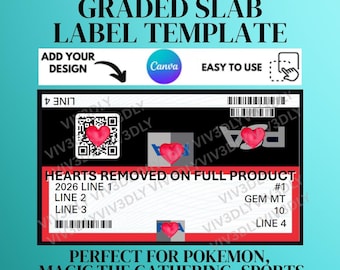 Custom Graded Card Slab Label | PSA Canva Template (PDF Digital Download)