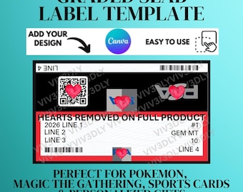 Custom PSA Label Template | Graded Card Slabs Label | Editable Canva Personalised (PDF Digital Download)