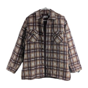 Vtg F.L. Collection Plaid Flannel Shacket Mens M Barn Coat Cottagecore Outdoor
