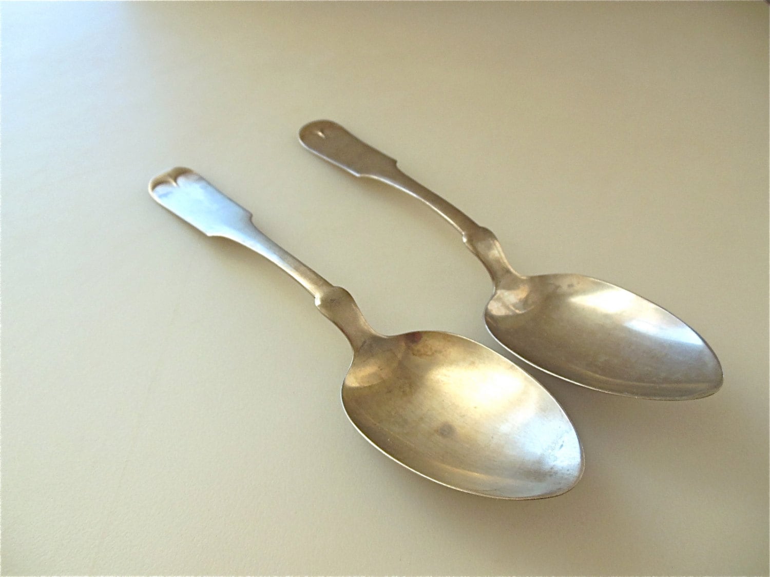 2 Solid ALASKA SILVER Serving Spoon Marked 8 Inch Silver Etsy
