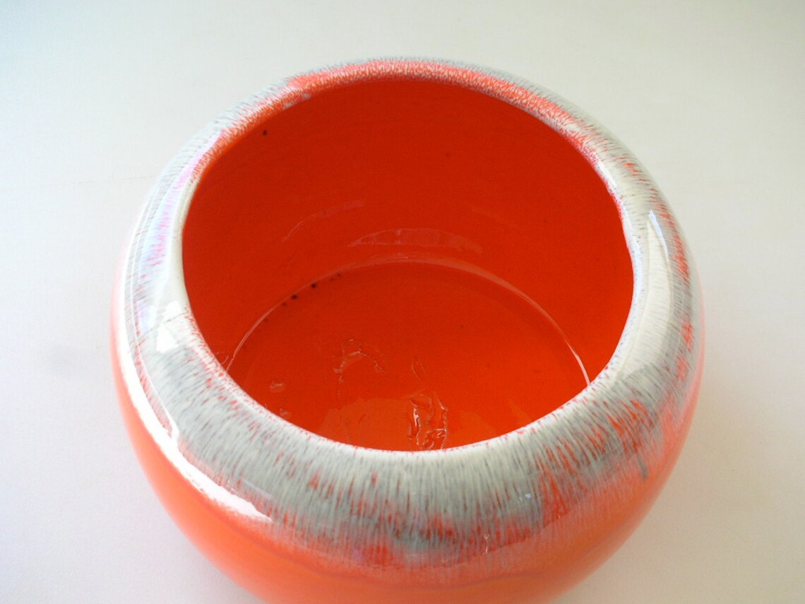 Orange Planter Jenkins Ceramics Flower Pot Drip Glaze MOD Etsy