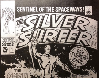 Silver Surfer Comic Book Cover Recreation POP Art Painting - FAntastic Four Marvel Universe