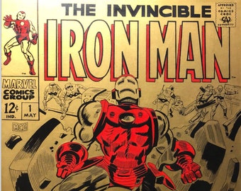 Iron Man Comic Book Cover Recreation POP Art Painting - Avengers Marvel Universe