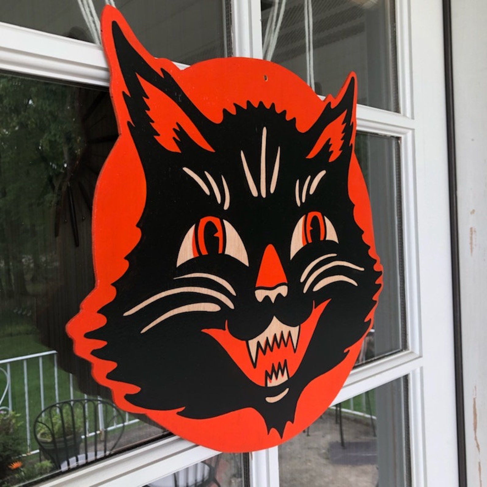 Handpainted Vintage Inspired BLACK CAT Halloween Decoration Etsy