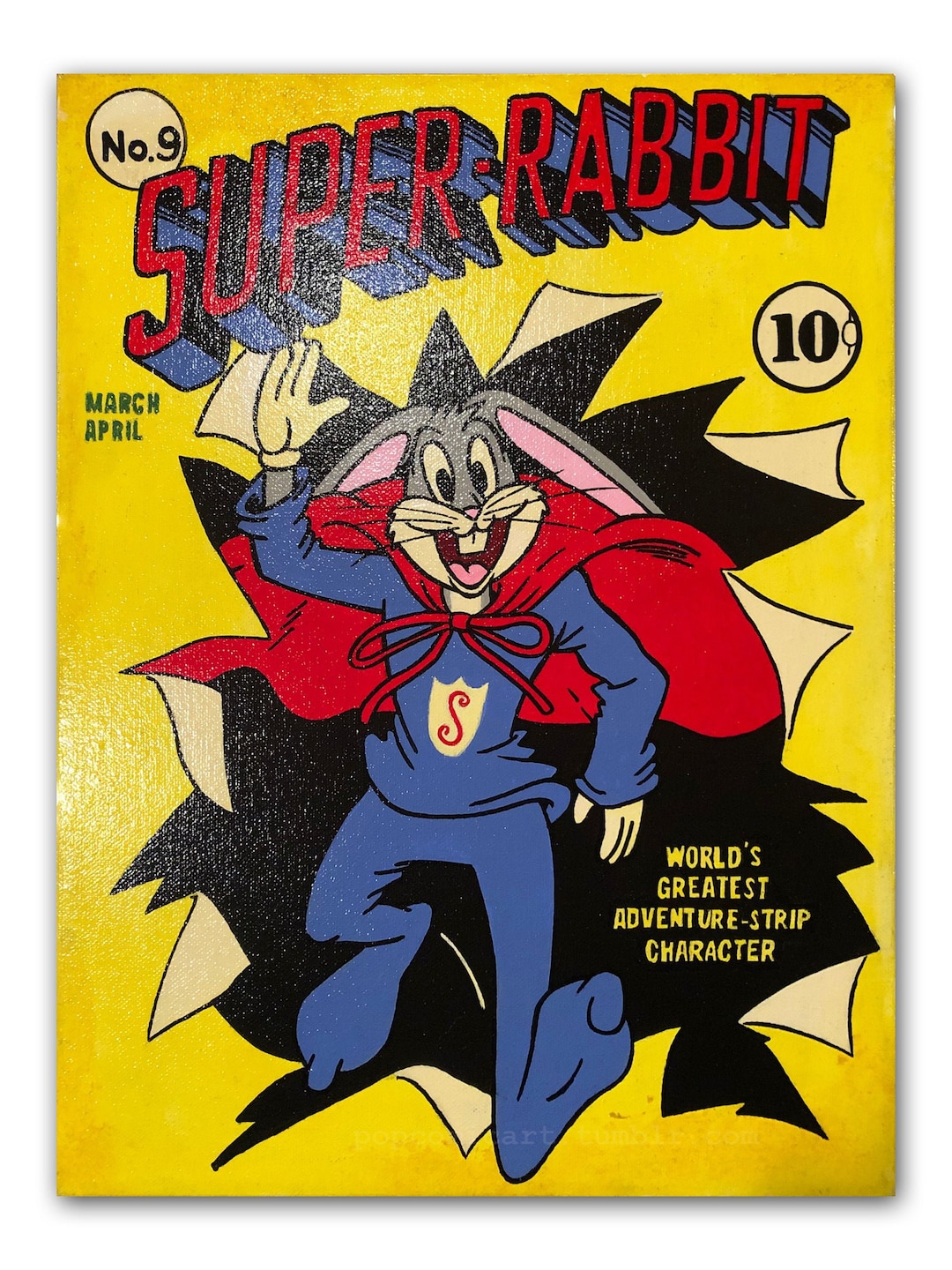 Bugs Bunny Super Rabbit POP Art Painting - Comic Book Animation