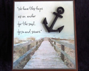 Gifts for Dad Vintage Cigar Box Balsa Wood Box Hope Anchor Men's Valet Box Jewelry Box Hebrews 6:19 An Anchor for the Soul