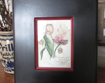 Framed Scripture Art| Psalm 92:4 Modern Tulip Botanicals in Red and Black Wall Art