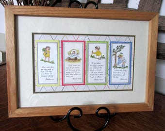 Framed Nursery Scripture| Hand-Drawn Watercolor Kids Images with Bible Verse