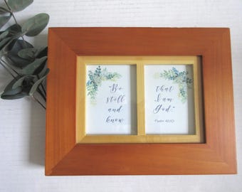 Be Still Framed Art, Eucalyptus Watercolor, Silver Leaf Frame