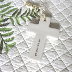 Christian Porcelain Faith Cross Ornament White and Gold Ceramic Porcelain Cross Ornament Faith Cross Gold Cross Small Cross Ornament image 5