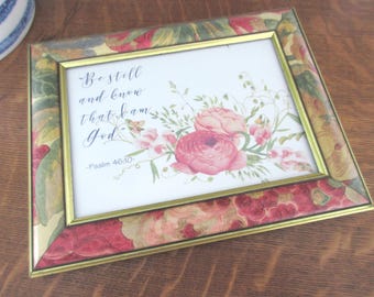 Floral Framed Christian Art: Pink Ranunculus Psalm 46∶10