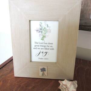 Filled with Joy Wall Art WORD Art Shelf Art The Lord Has Done Great Things Psalm 126:3 Neutral Decor Wreath with Bible Verse Shadowbox