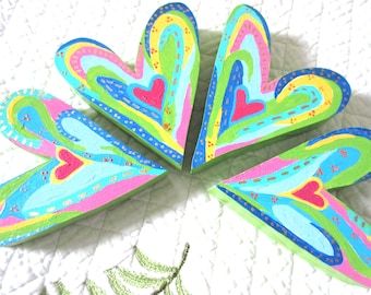Christian Valentine Heart:  Preppy Colorful Wood Heart "so loved", John 3-16