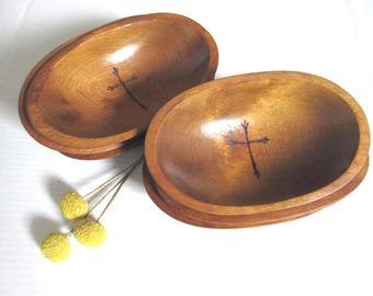 Vintage Wooden Prayer Bowl with Cross & Verse Cards