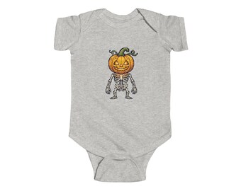 Babyromper met pompoenskelet | Leuke Halloween-babyromper | Jack-O'-Lantern baby-outfit | Spooky Season-romper voor baby's | Cadeau kraamcadeau