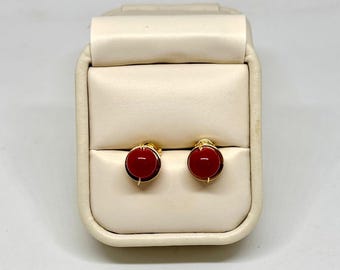 Dark Red and Gold Stud Earrings