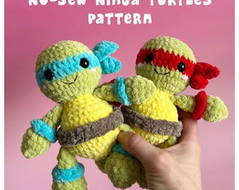 Patrón de ganchillo sin costuras de Tortugas Ninja - Amigurumi del Héroe Verde - Tutorial de las Tortugas Ninja