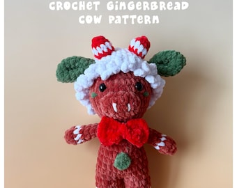 Gingerbread Cow Crochet Pattern | Holiday Plush Tutorial (PDF Pattern)
