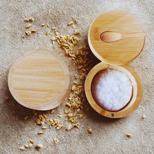 Bamboo Salt and Pepper Bowls Set – Wooden Condiment Jars with Lids