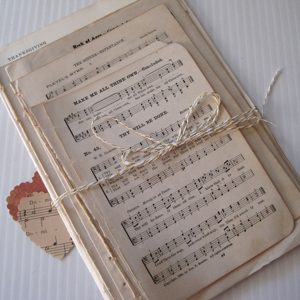 Antique/Vintage Hymnal Pages,  Hymnal sheet music paper bundle,  old Sunday School hymns for paper crafts.  Random 20 or 50 sheets