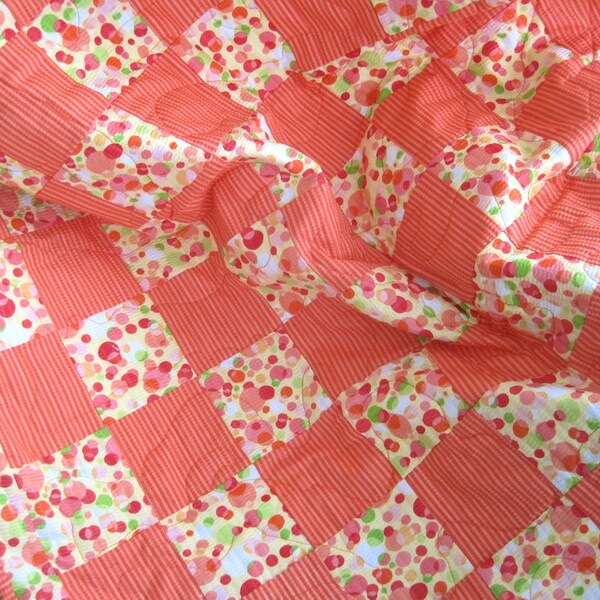 Bright Cheerful Wheelchair Quilt, Lap Quilt, Toddler Patchwork Quilt, Playtime Floor Quilt, Baby Shower Gift, Accent Porch Quilt