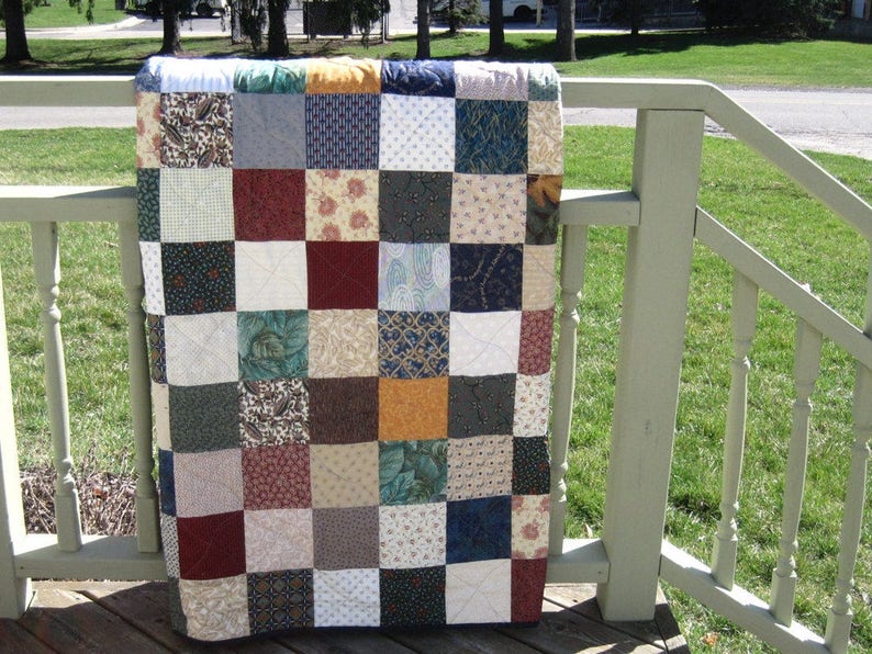 Any Size Custom Made Patchwork Quilt. Twin, Classic Double Bed, Queen, King Quilt. Wedding Gift. Primitive Americana decor. Rustic Farmhouse image 1