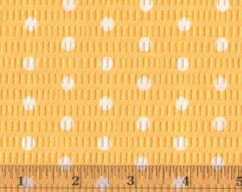 Tutti Fruitti Plisse Fabric - Lemon Yellow / white polka dots - textured poly/cotton for summer clothing and decor - seersucker BTY (5 avail