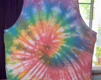 Tie-dye tanktop-T-shirt regenboogsorbet pastel spiraal, 100% katoen