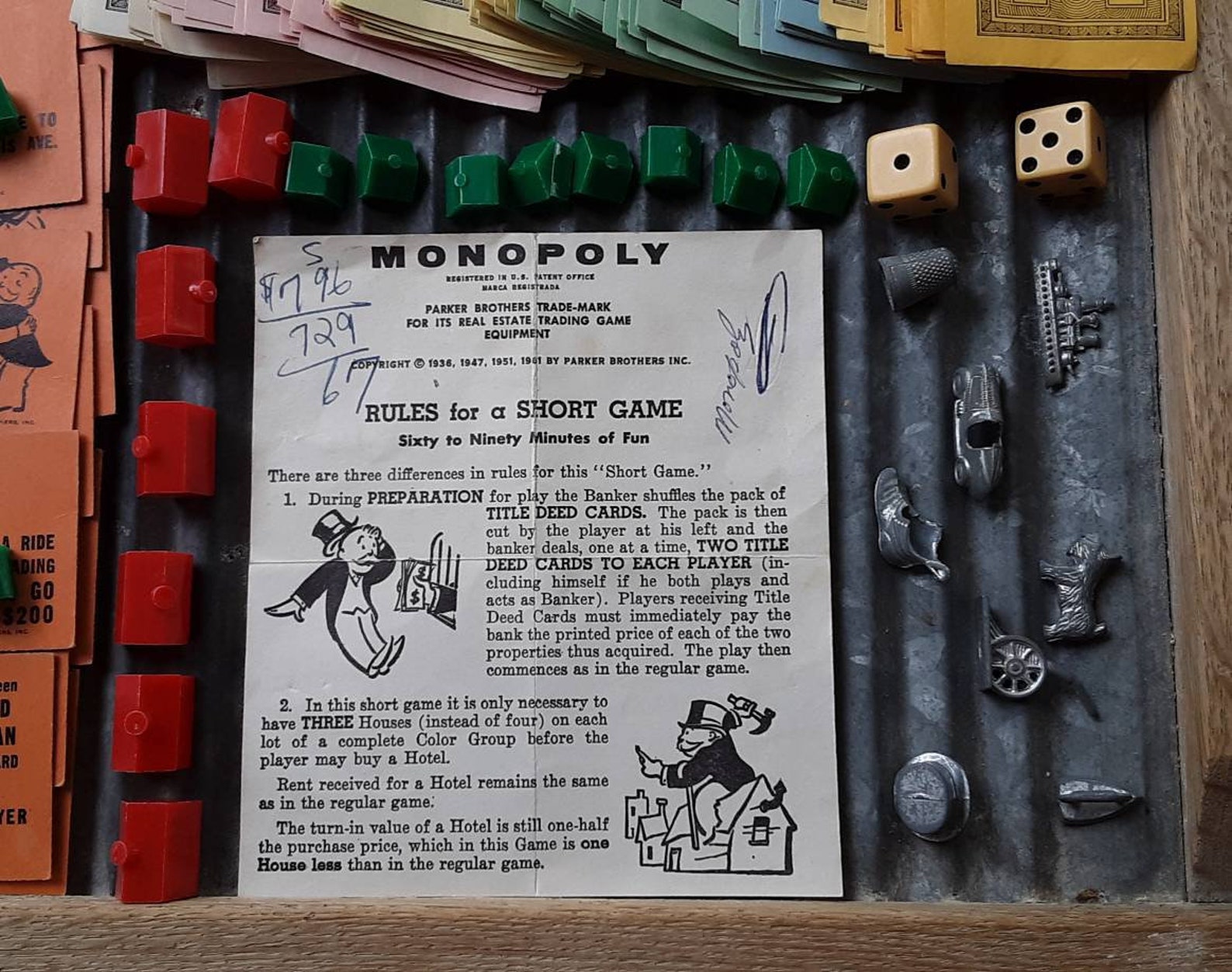 Vintage MONOPOLY Game Pieces 1961 Monopoly Metal Game Playing Etsy