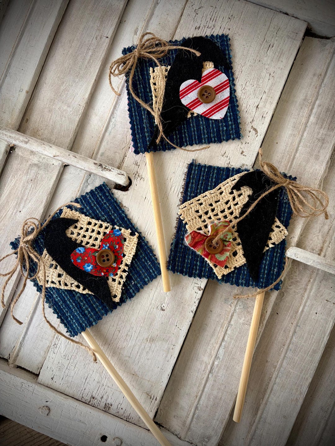 Primitive Crow Flags Set of Three Ornies, Bowl Fillers Rustic Decor - Etsy