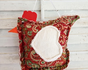 Quilted Hanging Primitive Rustic Chicken Pillow