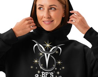 Sudadera relajada con capucha para mujer Aries y Tauro que emparejan el zodíaco de BF