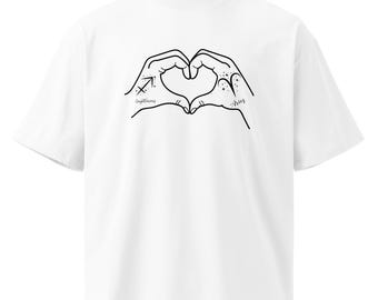 Camiseta unisex de cuello alto extragrande orgánica con la combinación del zodiaco Sagitario y Aries