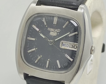 ヴィンテージ セイコー5 自動巻き メンズウォッチ：ブラウン文字盤