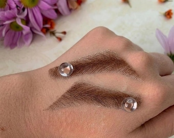 Real Human Hair Eyebrows for Men , Light Brown/Black, 6.5cm Lace Base Extensions