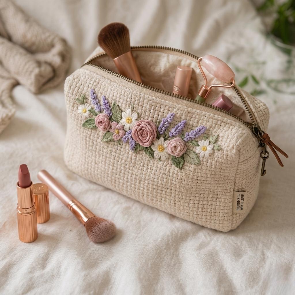 26 Crochet Makeup Bag Patterns with Clutches, Pouches, and Holders 18 Crochet Makeup Bag Floral Purse Zipper Pouch