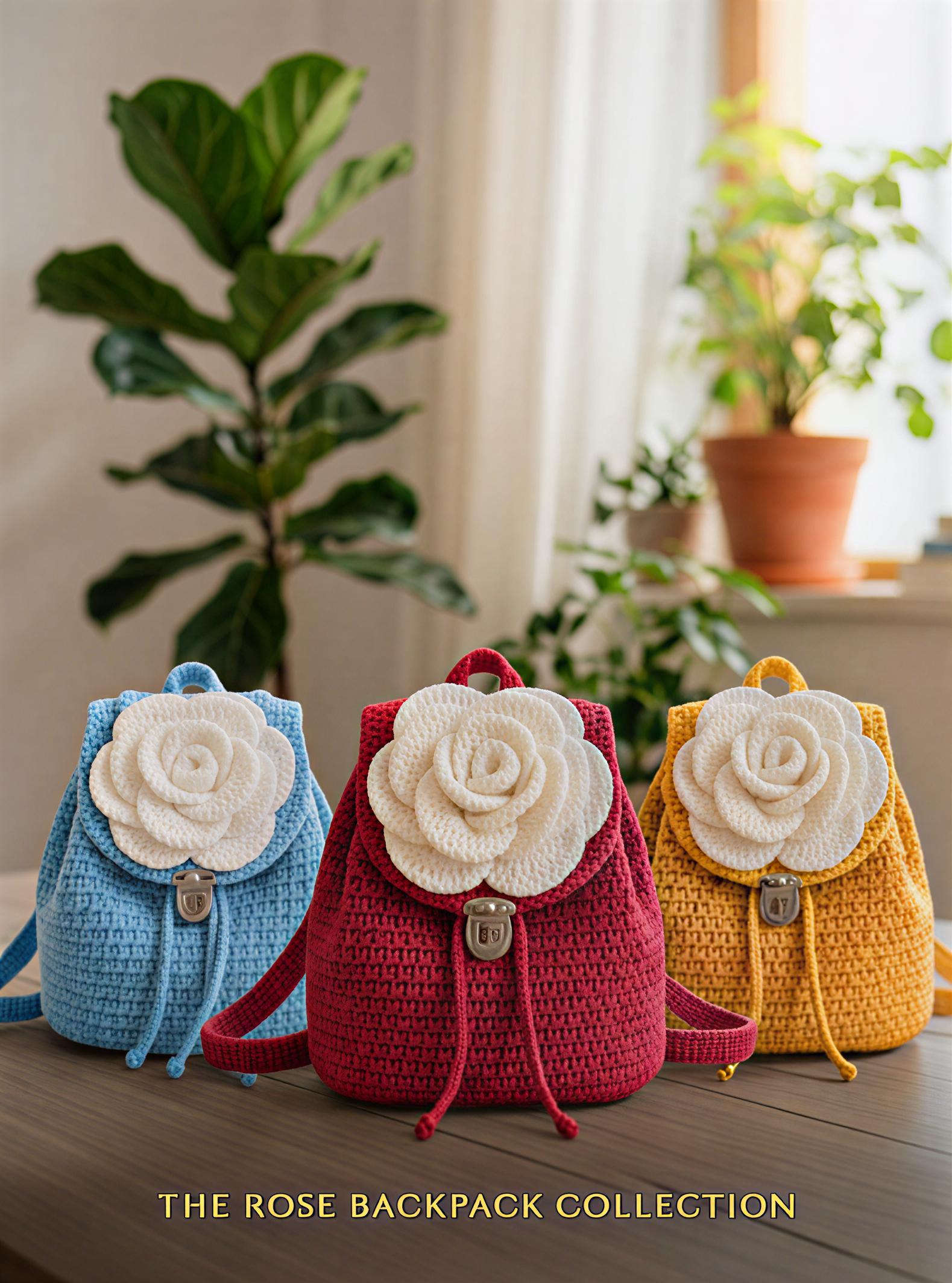 39 Crochet Backpack Patterns with Lambs, Bunnies, and Grannies 16 Crochet Rose Backpack Pattern Crochet Tote DIY Handbag
