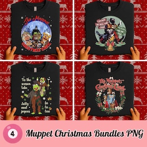 Paquete de imágenes PNG de Gonzo y Rizzo de Los Muppets en Cuento de Navidad, Kermit la Rana, Gonzo y Miss Piggy en una fiesta navideña, imágenes PNG de Los Muppets clásicos de 2025.