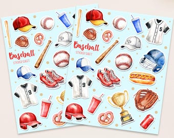 Baseball Planner Stickers | Baseball Game & Practice Icon Sticker for Planners and Bullet Journal