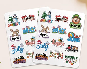 Months of the Year Planner Stickers | Functional Monthly Calendar Stickers for Planners