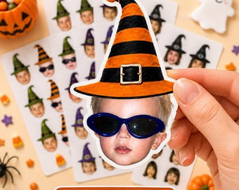 Custom Halloween Face Confetti Stickers, Personalized Die Cut Waterproof Photo Stickers for Parties & Events